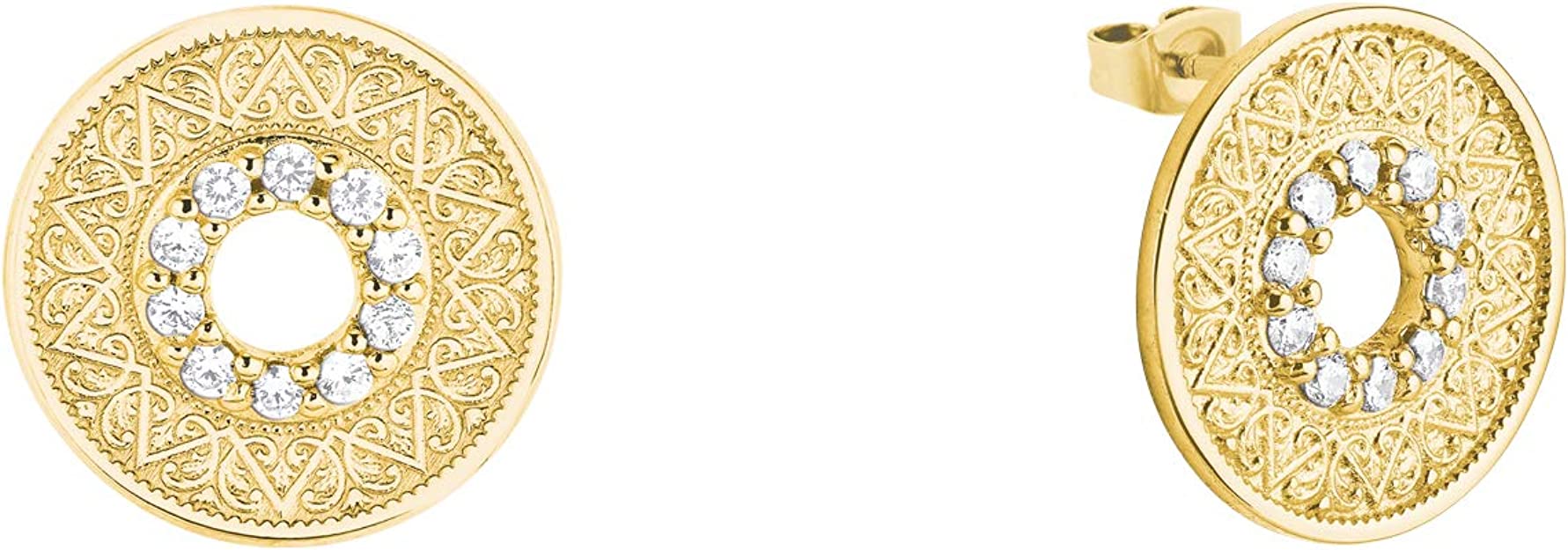 S.OLIVER Damen Ohrstecker Coin aus Sterlingsilber, vergoldet