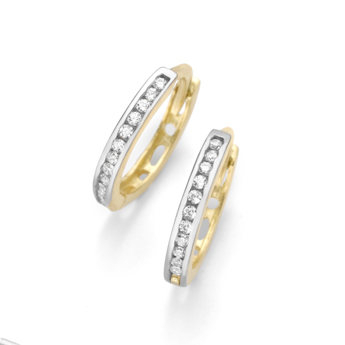 KLYD Damen Klappcreolen 375/- Gelbgold mit Zirkoniabesatz