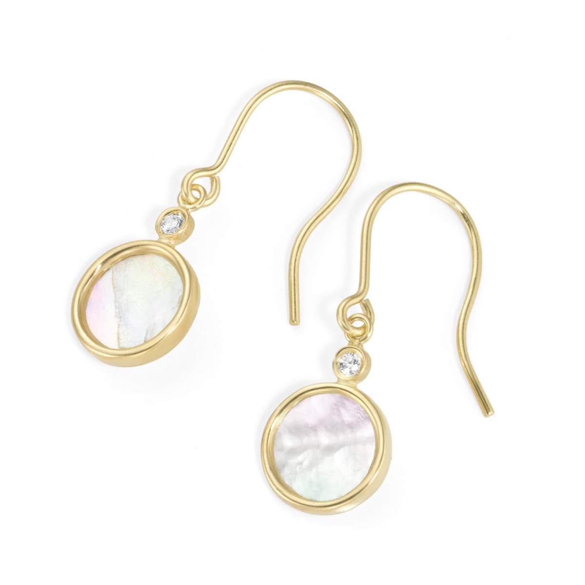 KLYD Damen Ohrhaken 375/- Gelbgold Perlmutt-Platte mit Zirkoniastein