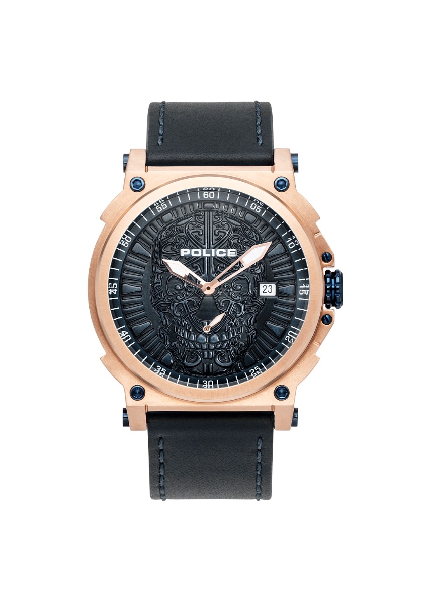  POLICE COMPASS HERRENUHR 48MM 3ATM SCHWARZ/ROSÉGOLD