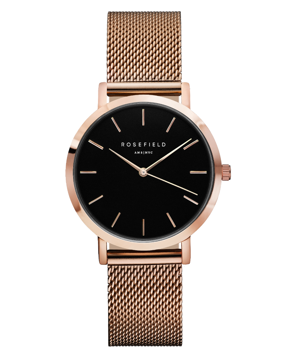 Rosefield Uhr The Tribeca Black Rosègold TBR-T59